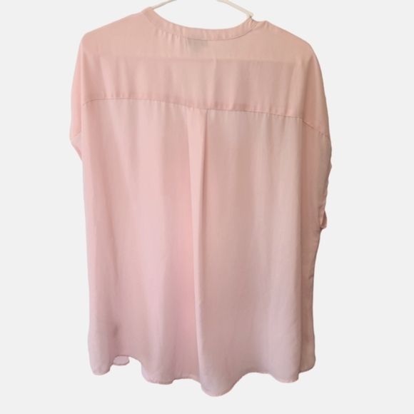 Torrid Georgette Light Pink Zip Front Cap Dolman Sleeve Blouse 1X Women’s - Picture 5 of 7